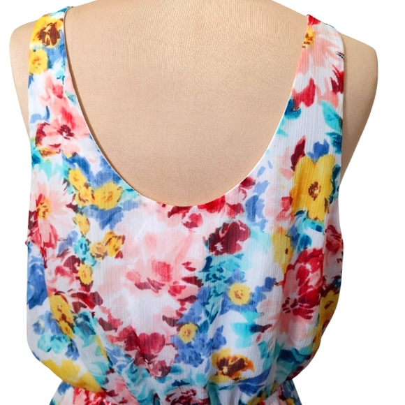 GUESS Floral Print Scoop Neck Mini Dress - Picture 11 of 14